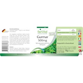 Fairvital | Gurmar 500mg - 90 gélules - Gymnema Sylvestris - qualité contrôlée et hautement dosé - 100% végétalien - Fabriqué