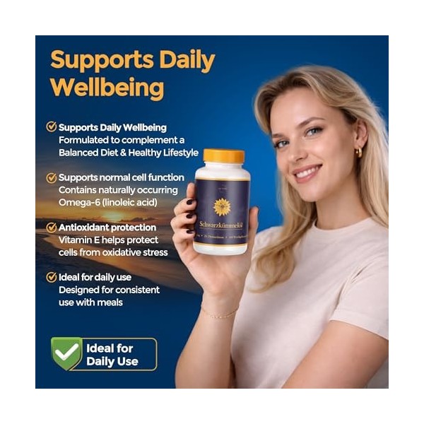 Huile de graines de cumin noir Nigella sativa d’origine , 400 capsules softgel, dose journalière contenant 2 460 mg d’huile 