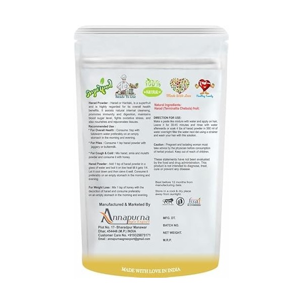 CROW B Naturall Poudre Harad/Haritaki/Terminalia Chebula 100 g