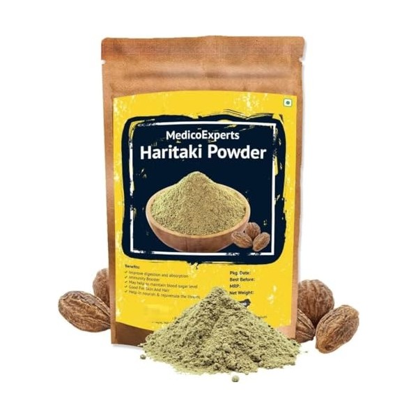 RUVA Haritaki Poudre biologique – 400 g/m² | Poudre Harde 100 % pure | Kadukkai | Harad | Poudre de noix dencre pour les cer