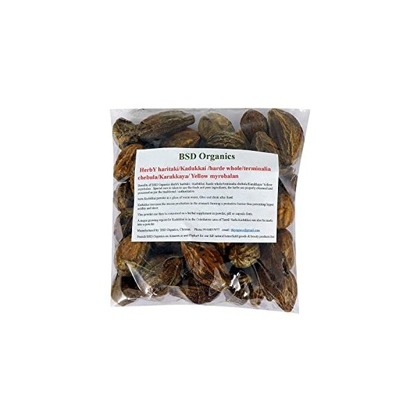 QURA Herby haritaki/Écrou dencre/Kadukkai/harde entier/Terminalia chebula/Karakkaya/Myrobalan jaune - 50 g