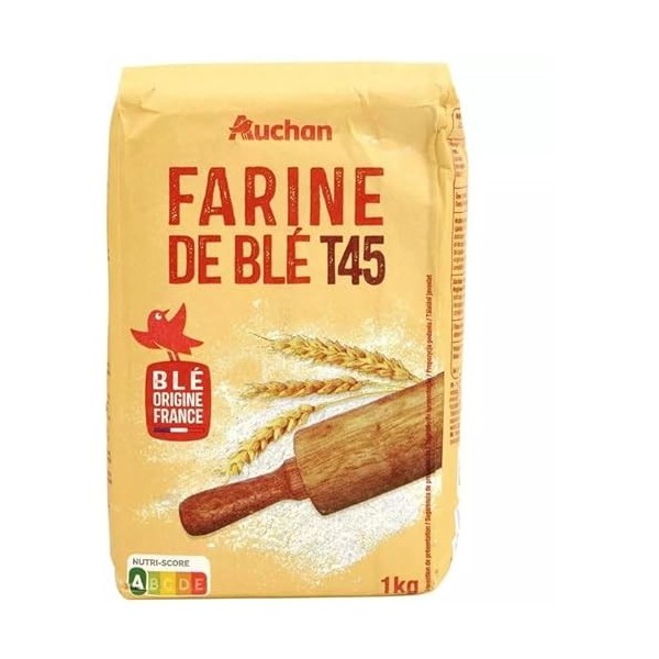 AUCHAN Farine de blé T 45 1 kg Herbe de blé