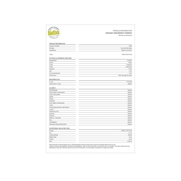 Amidon darrow-root bio 1kg - issu de larrow-root - Maranta arundinacea - 100% naturel - liant végétalien et substitut de gé
