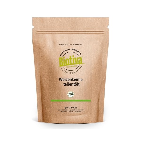 Germe de blé partiellement huilé et concassé Bio 250g - germe de blé allemand- idéal pour un petit déjeuner complet - riche e