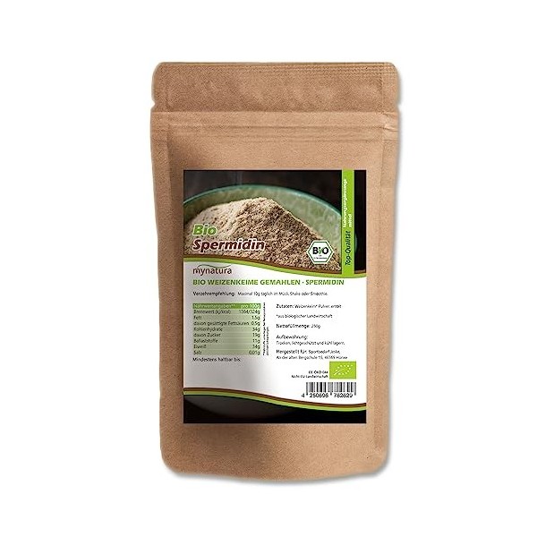 Mynatura Germe de blé bio moulu I Cure de spermidine I Poudre de germe de blé I Protéines naturelles I Complément alimentaire...