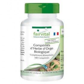 Fairvital | Comprimés dherbe dorge bio - 180 comprimés - Haute biodisponibilité - qualité contrôlée et haute dose - 100% vé