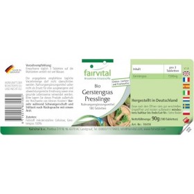 Fairvital | Comprimés dherbe dorge bio - 180 comprimés - Haute biodisponibilité - qualité contrôlée et haute dose - 100% vé