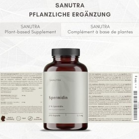 SANUTRA® Spermidine Gélules – Extrait de germe de blé 2%, 3,3 mg par gélule, véganes, sans additifs – 270 gélules de 165 mg