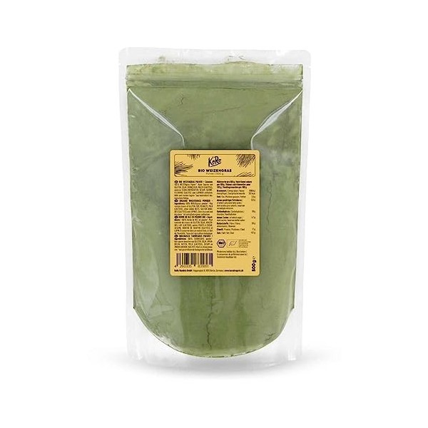 KoRo - Poudre d’herbe de blé bio - pur et naturel - sans additif - Ideal pour les smoothies et les jus - qualité crudité - ve