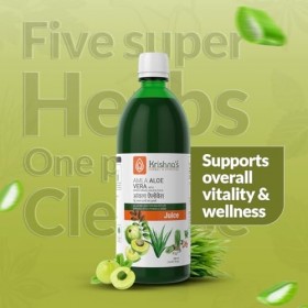 Krishnas Herbal & Ayurveda Aloe Vera Amla Herbe de blé Haldi Tulsi Jus - 500 ml