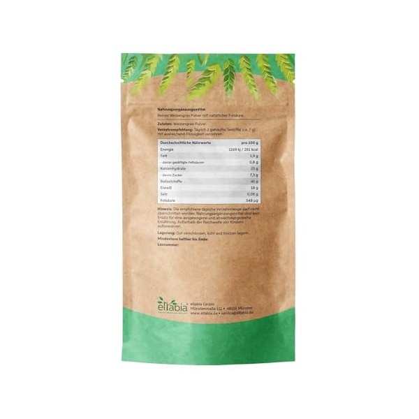 Poudre dherbe de blé moulue 500 g | Poudre dherbe de blé de qualité supérieure issue de lUE | 100 % pure sans additifs Herbe ...