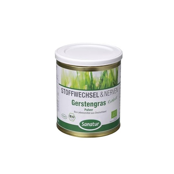 Herbe de barley organique, source de fibre, vitamine K, potassium et molybdenum, sanature. Poudre de 250 g