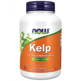 Now Foods, Kelp Varech , 150 mcg, 200 Comprimés, Testé en Laboratoire, Iode Naturel, Sans Soja, Sans Gluten, Végétarien