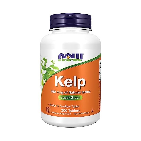 Now Foods, Kelp Varech , 150 mcg, 200 Comprimés, Testé en Laboratoire, Iode Naturel, Sans Soja, Sans Gluten, Végétarien