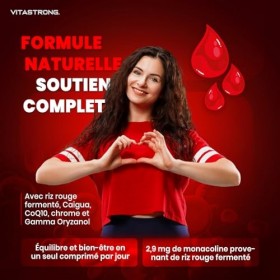 Complément Métabolisme CHOLESTÉROL - Levure de Riz Rouge Cholestérol, Caigua, γ-Oryzanol, Policosanol, Coenzyme Q10 et Chrome