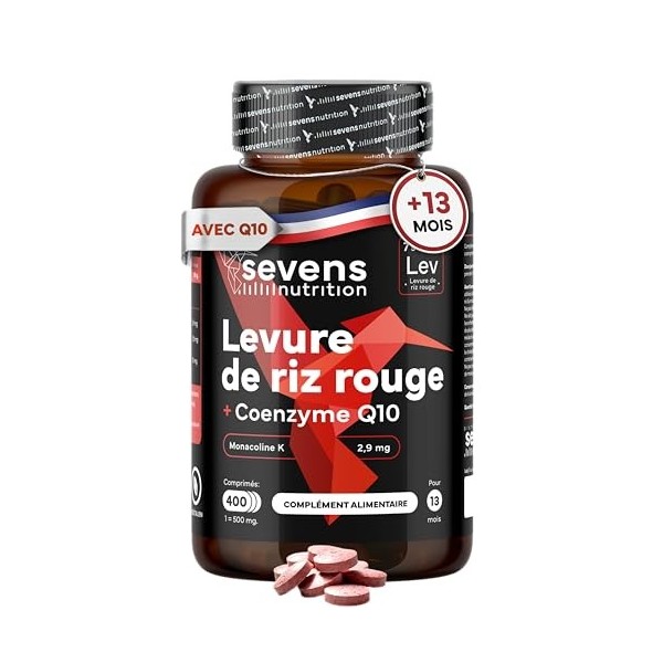 Levure de Riz Rouge - 2,9 mg de Monacoline K Premium - 400 Comprimés Végan - Levure de Riz Rouge Avec Coenzyme Q10 - Soutien 
