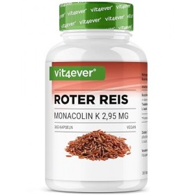 Extrait de riz rouge - 365 gélules contenant 2,95 mg de monacoline K + poudre de pépins de raisin + L-leucine - Sans effets i