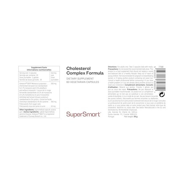 Cholesterol Complex Formula - Levure de Riz Rouge Sans Monacoline Sans Statine Contre le Cholestérol - Complément Alimentai