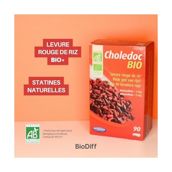 Orthonat - Choledoc Bio - Complément Alimentaire Bien Etre Cardiovasculaire - 120 mg de Levure Rouge de Riz Issue de l’Agric