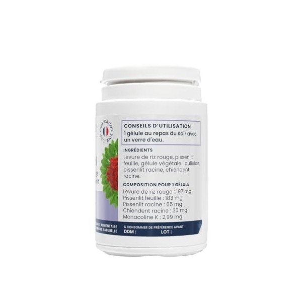 Oemine Colestrol - 180 Gélules Végétales 6 mois - Levure de Riz Rouge 187mg, Monacoline K 2,9 mg - Complément Alimentaire C