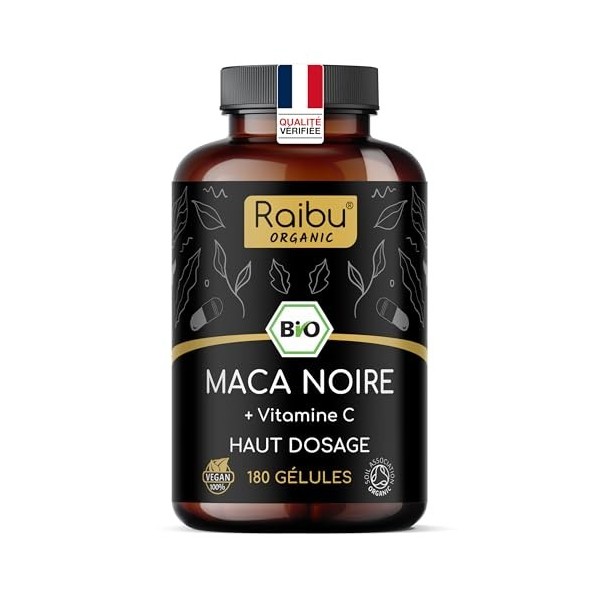Maca Noire BIO du Pérou - Haute concentration 12 800 mg Maca Noire du Pérou par Jour équivalent à 3 200 mg - Régulateur Hor