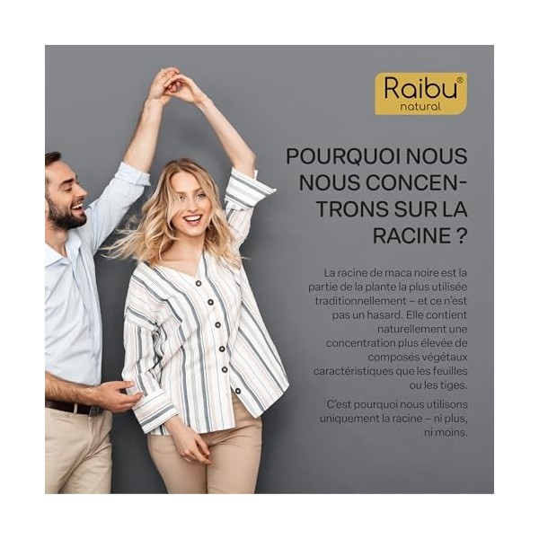 Maca Noire BIO du Pérou - Haute concentration 12 800 mg Maca Noire du Pérou par Jour équivalent à 3 200 mg - Régulateur Hor