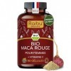 Maca du Pérou BIO - 180 gélules de Maca Rouge - Équilibre hormonal féminin - 3.200mg par jour équivalent à 12.800mg de racin