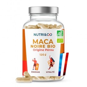 NUTRI & CO Maca Noire BIO du Pérou Hautement Dosé 10:1 – Extrait naturel 100 % Pur Labellisé Botani+ – Force, Énergie, Équili