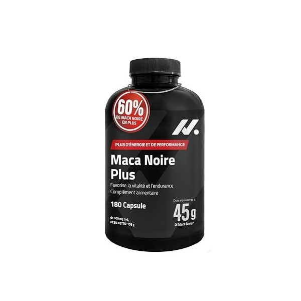 Maca Plus – Testosterone Homme – 45.000 mg Équivalents de Maca Noire Extrait 100:1 , Arginine, Taurine, Vitamine B6 – 180 Gé
