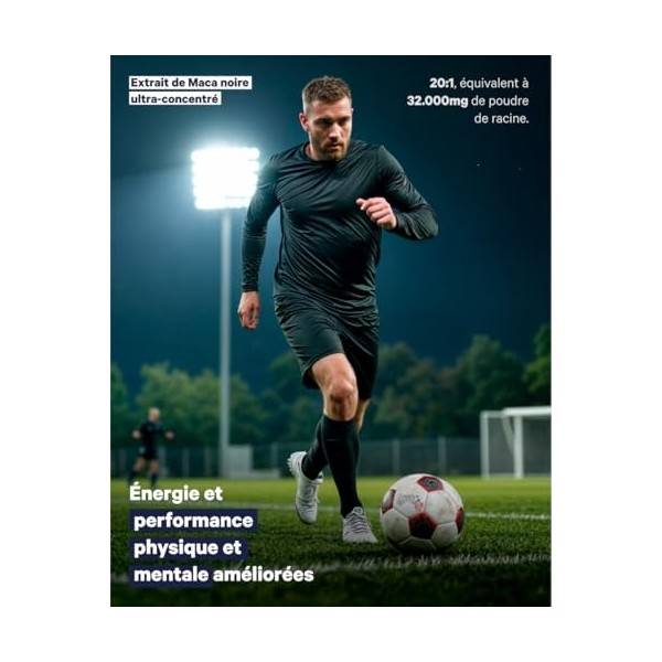 Maca Noire Andine Pure 40.000 mg | Poudre Ultra-concentré 20:1 | Extra Forte | Énergie, Vitalité, Performance, Régulateur Hor