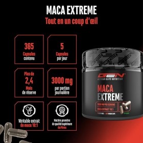 Gélules de Maca Extrême - 365 gélules - Haute dose avec 30.000mg par portion journalière - Extrait spécial 10:1 - Vegan - Ger