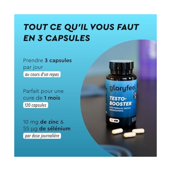 Testosterone Homme Booster Extra Hautement Dosé - Maca 20:1 , Tribulus Terrestris 25:1 , 500mg Fenugrec, Ginseng, Citrullin