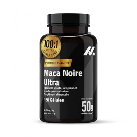 Maca Noire Ultra 50.000 mg – Ultra Concentré 100:1 avec Zinc, Vitamine B6 & Calcium – 120 Gélules Véganes pour Énergie Noctur