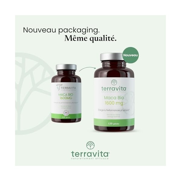 MACA BIO du Pérou | Performance, Fertilité, Désir et Énergie | Racine riche en Vitamines et Minéraux | 1600 mg/jour pour une