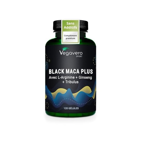 Vegavero Complexe Maca Noire 5000 mg | Avec Ginseng, L-Arginine, Tribulus, Zinc | Pre Workout | 120 Gélules | Vegan & Sans Ad