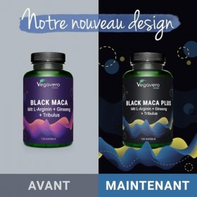 Vegavero Complexe Maca Noire 5000 mg | Avec Ginseng, L-Arginine, Tribulus, Zinc | Pre Workout | 120 Gélules | Vegan & Sans Ad