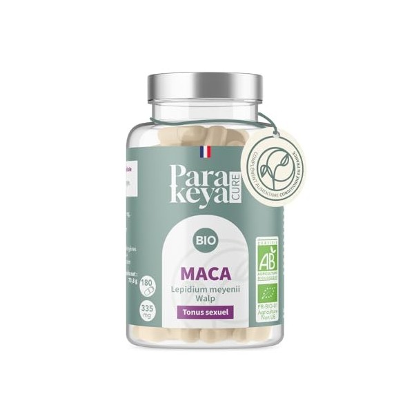 Parakeya - Maca Bio 335 mg - 60 gélules - Tonus sexuel et vitalité - Complément alimentaire Maca