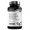 Nutravita Complex de Maca Noir 6000mg avec Zinc Vitamine B12 Ginseng Fenugrec Vitamine B6 L Arginine - Métabolisme Énergétiqu