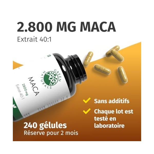 Maca 3-en-1-Complexe Noir-Rouge-Or – Haute Dosage : 112.000 mg Poudre de Maca 2.800 mg Extrait 40:1 – Stock pour 2 Mois –
