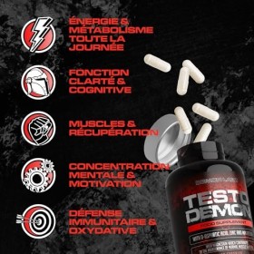 Demon Labz Testo Demon – Complexe Zinc & Acides Aminés pour hommes avec Maca, Vitamines B et Extraits Botaniques – 120 Gélule