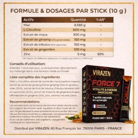 Miel Aphrodisiaque Naturel Premium – Énergie Rapide & Vitalité Masculine – Maca, Ginseng, Tribulus, Citrulline & Zinc – 10 St