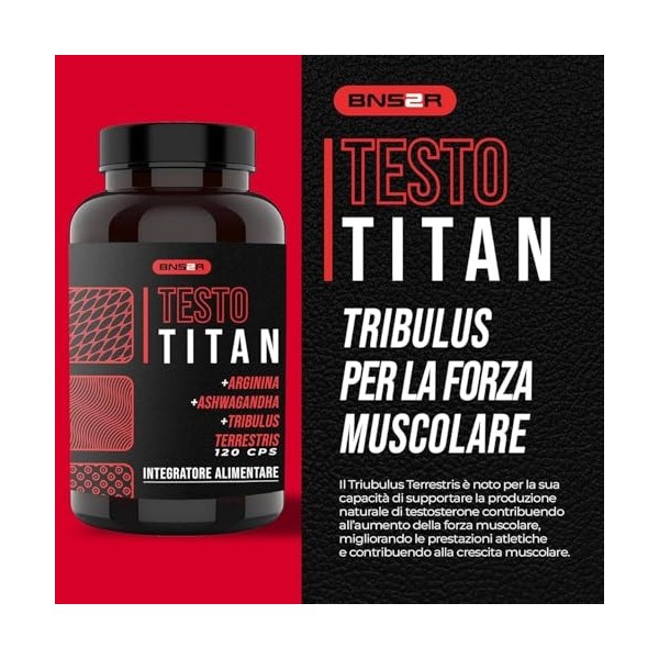 Testostérone Homme Fort 120 Gélules | Complexe avec Ashwagandha, Maca Péruvienne, L-Arginine, Tribulus Terrestris et Zinc - C