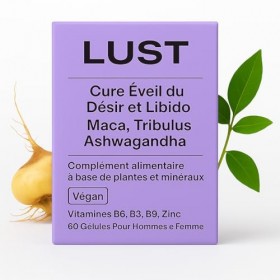 Vitalité, Libido & Énergie | Maca, Ashwagandha, Tribulus, Zinc, Vitamines B6-B9 | Équilibre hormonal & bien-être intime LUST 
