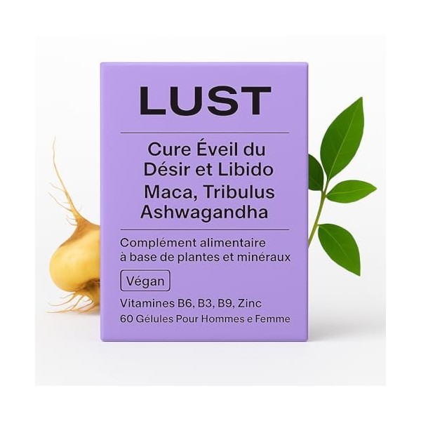 Vitalité, Libido & Énergie | Maca, Ashwagandha, Tribulus, Zinc, Vitamines B6-B9 | Équilibre hormonal & bien-être intime LUST 