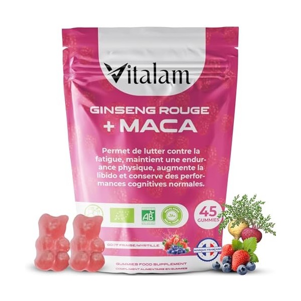 VITALAM Gummies Ginseng Rouge avec de la Maca jaune BIO de Corée en Sachet | viagra homme naturel, Vitamine b12, Energie, For