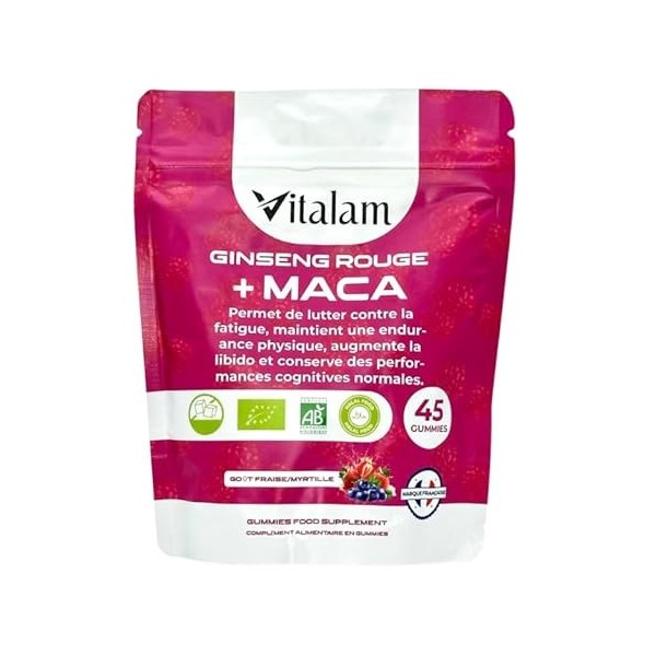 VITALAM Gummies Ginseng Rouge avec de la Maca jaune BIO de Corée en Sachet | viagra homme naturel, Vitamine b12, Energie, For