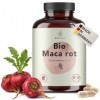 BIONUTRA® Gélules de maca rouge bio hautement dosées 4200 mg/jour, contrôlées résidus, fabrication allemande, véganes, sans l