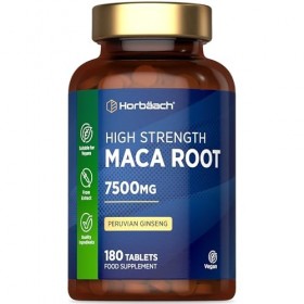 Maca Root 7500 mg | Supplément de racine de maca péruvienne haute résistance | 180 comprimés végétaliens pas de capsules | 
