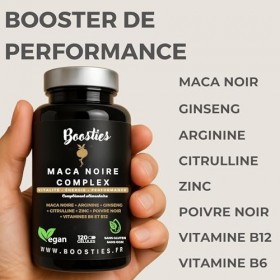 Maca Noire avec Ginseng 36 000mg - 120 gélules vegan 4 mois - Complexe enrichi en Panax Ginseng, L-Arginine,Citrulline, Zin Maca