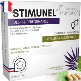 Stimunel – Maca & Ginseng Ultra-Concentrés 3300 mg – Énergie, Vigueur & Endurance – Tribulus & L-Arginine – 20 Gélules – Fabr